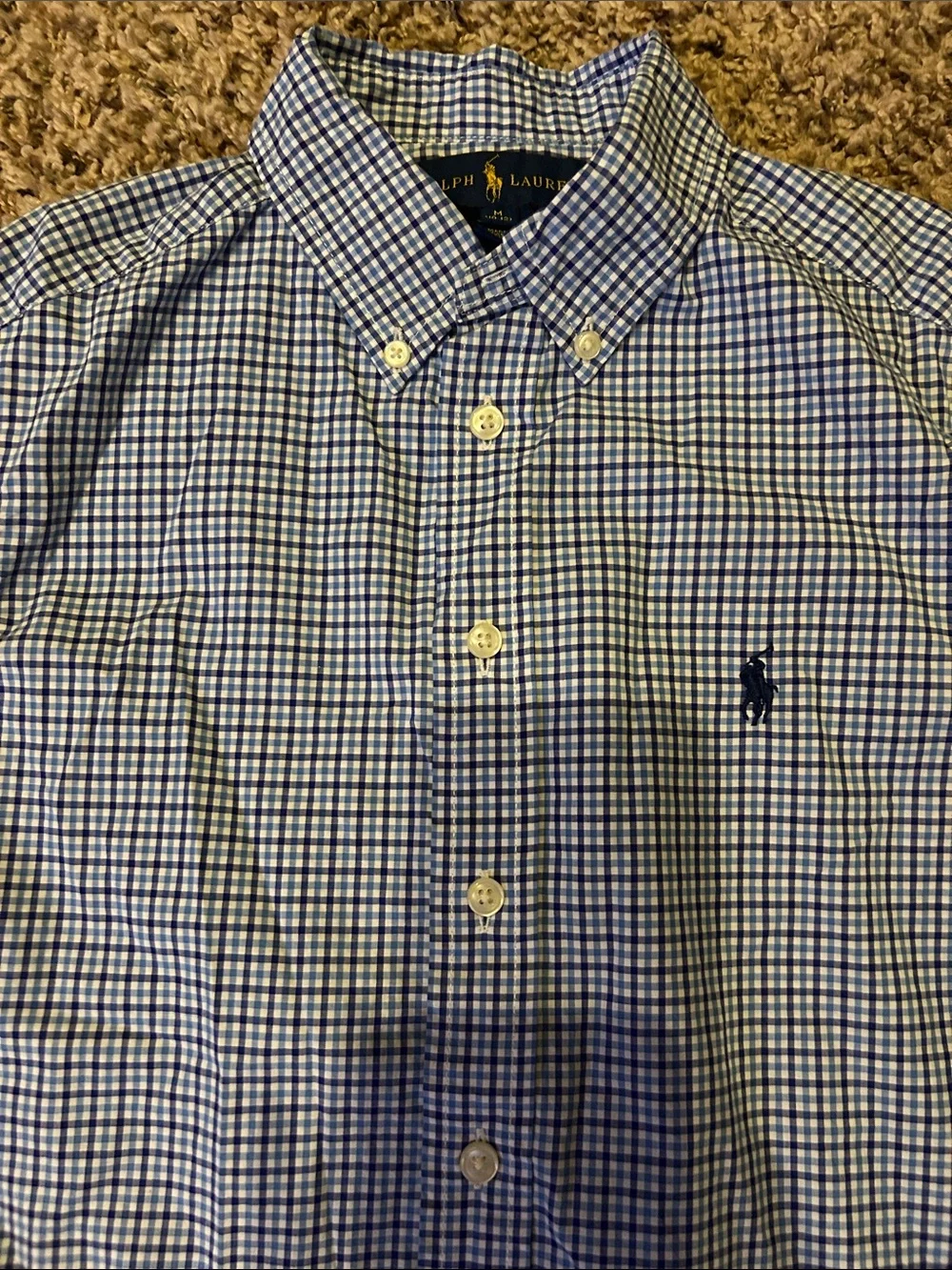 Ralph Lauren Blue & White Gingham Button-Down Shirt